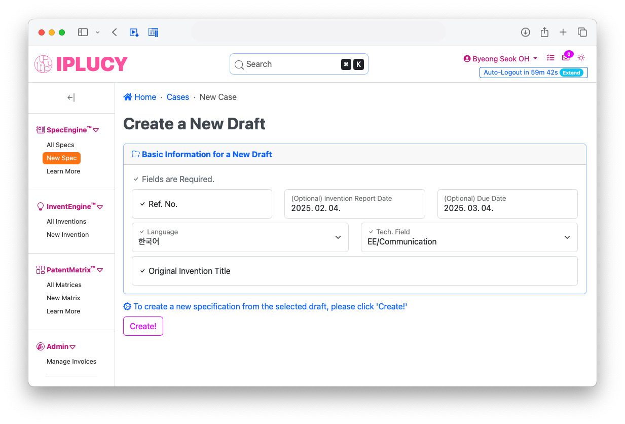 create a new case