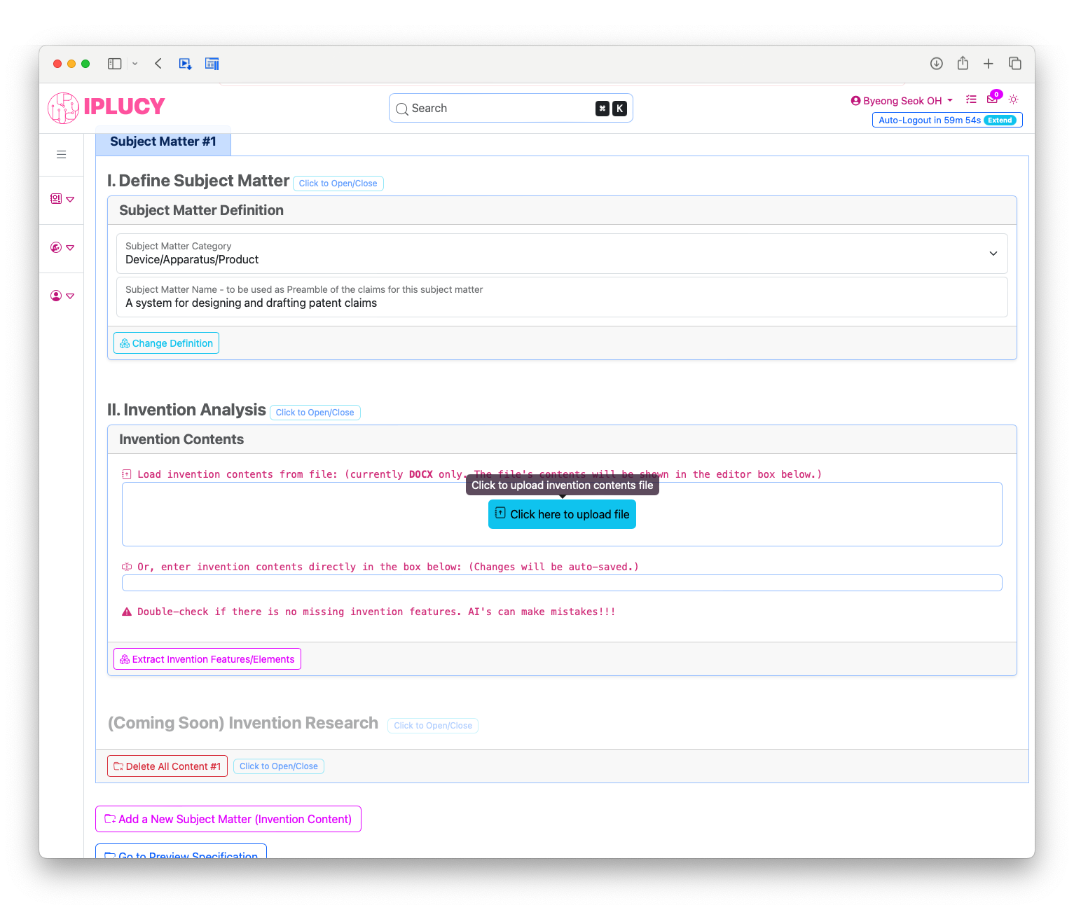 upload invention file