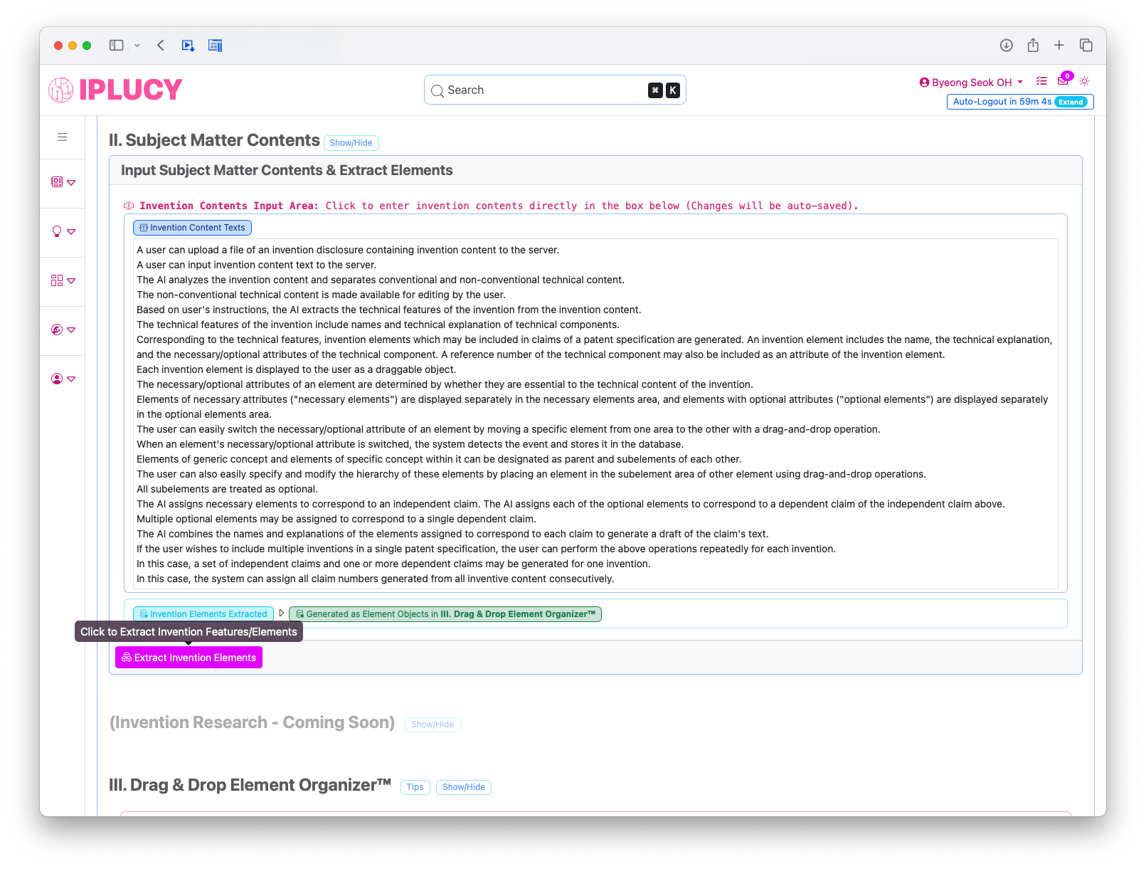 Extract Features and Elements Button