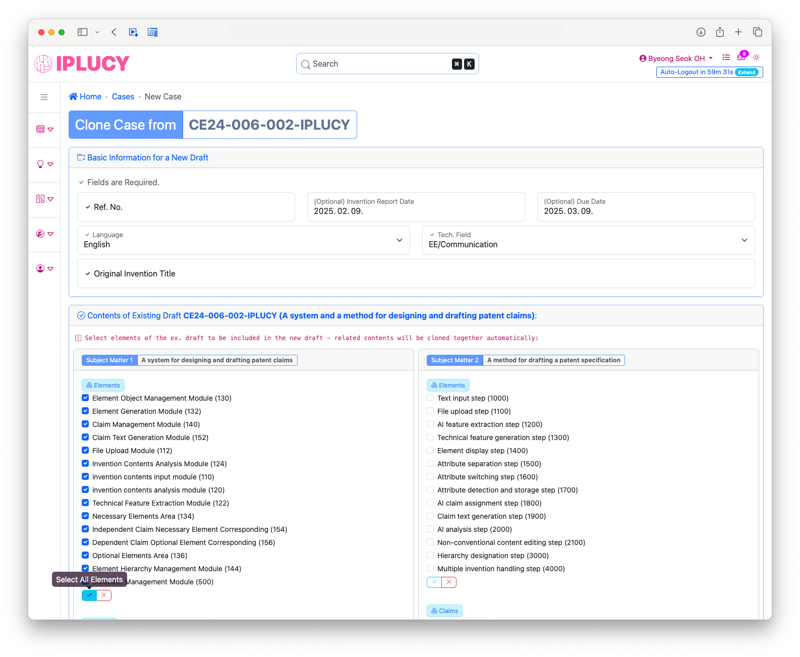 Select Existing Specification Contents